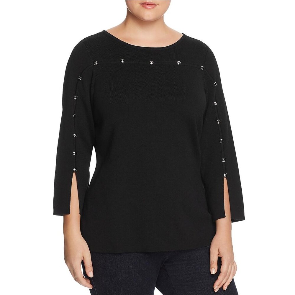 Nic + Zoe Studded Split Sleeve Sweater